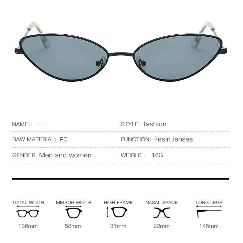 Cute Sexy Ladies Cat Eye Sunglasses Women Metal Frame Fashion Vintage Gradient Sun Glasses For Female UV400 Shades