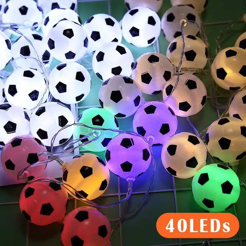 

10/40 LED Balls String Lights Football Garland Lights SoccerBedroom Home Wedding Party Christmas Decorative Lights for Bar Club
