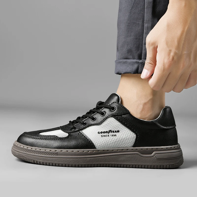 

GOOD YEAR 2022 Men Geunine Leather Shoes Man 2021 Spring Autumn Fashion Comfy Lace-Up Men Shoes High Quality Men Causal Shoes