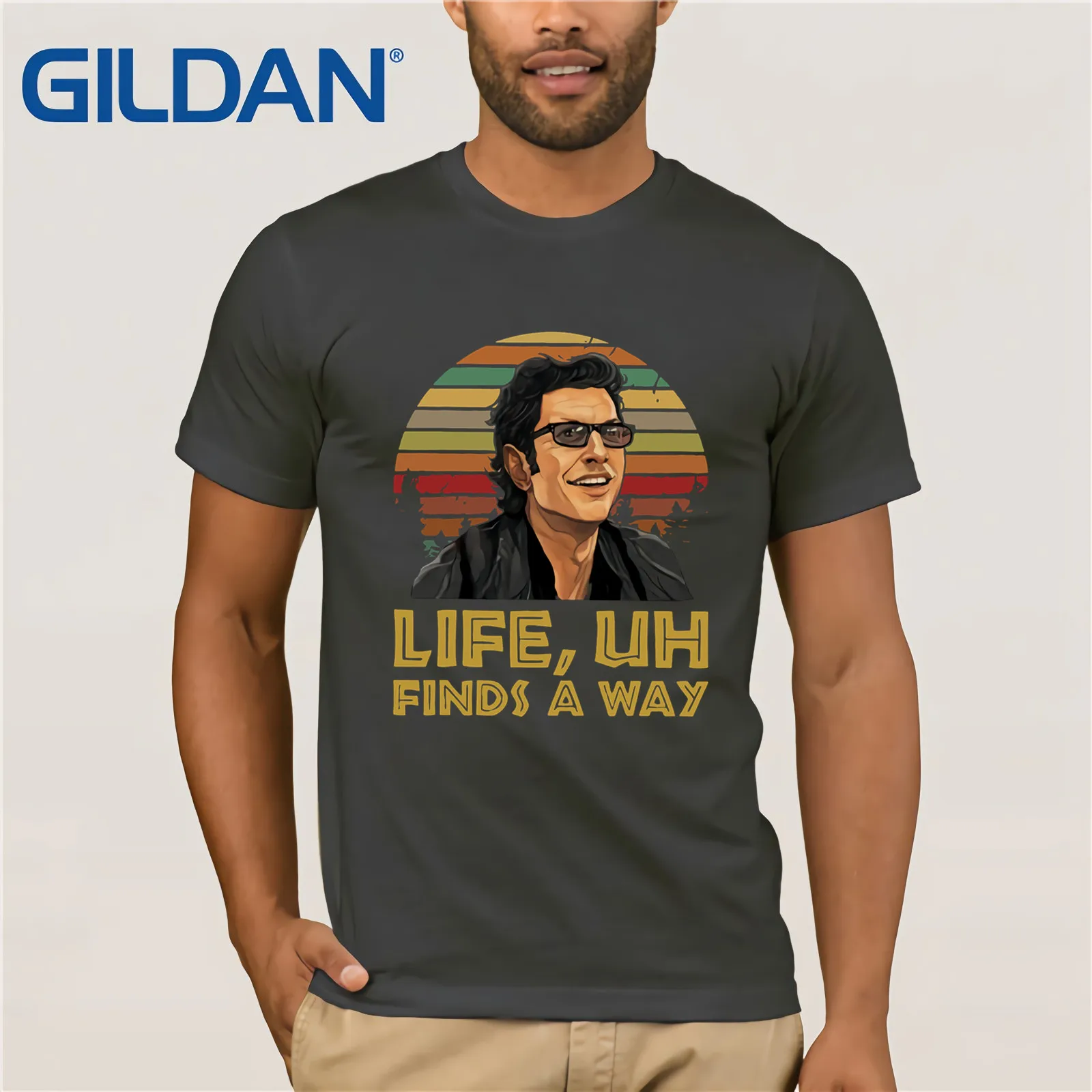 Jeff Goldblum Life Uh fines A Way рубашка закат Летняя мужская футболка с коротким рукавом