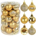 34 упаковки золотых пластиковых шаров, Рождественское украшение, 4 см, шары для новогодней елки, Декор для дома и улицы, новый год 2022