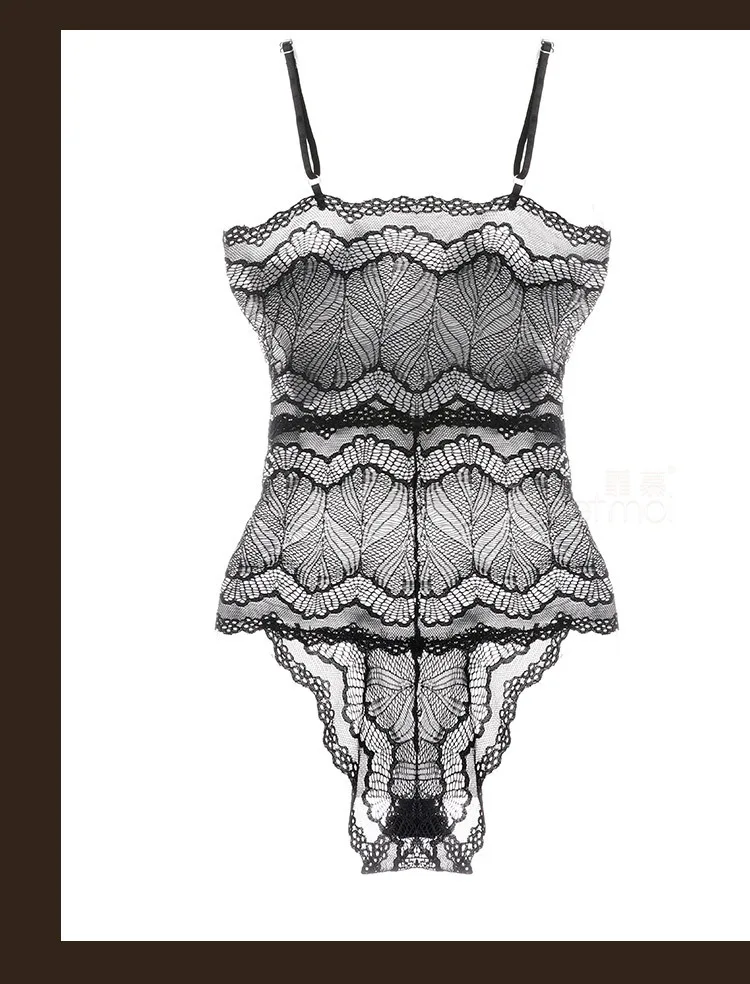 

Sexy Hollow Out Lace Teddy Bodysuit Bandage Chest Erotic Underwear Women Lingerie