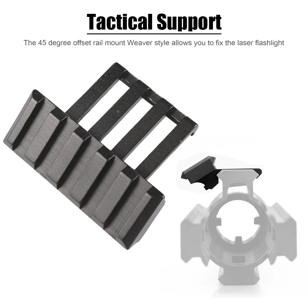 

Tactical 5 Slots 45 Degrees Picatinny Weaver Angle Offset Adapter Rail Mount Base For AR 15 Rifle Red Dot Flashlights