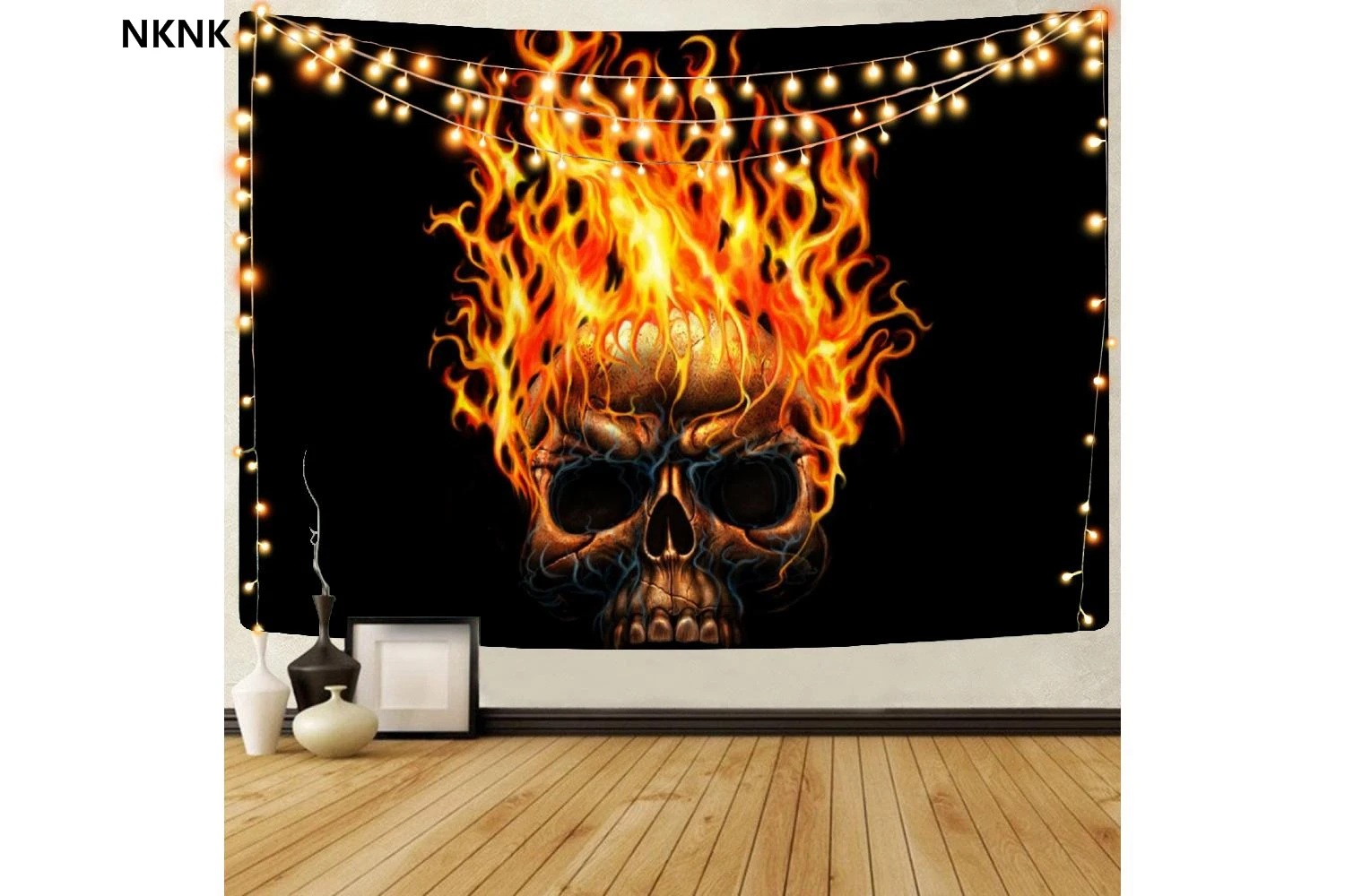 

Гобелен NKNK с черепом, гобелен в стиле панк, ковер с пламенем, настенный Черный тент, мандала, Настенный декор в стиле бохо, колдовство, Новинк...