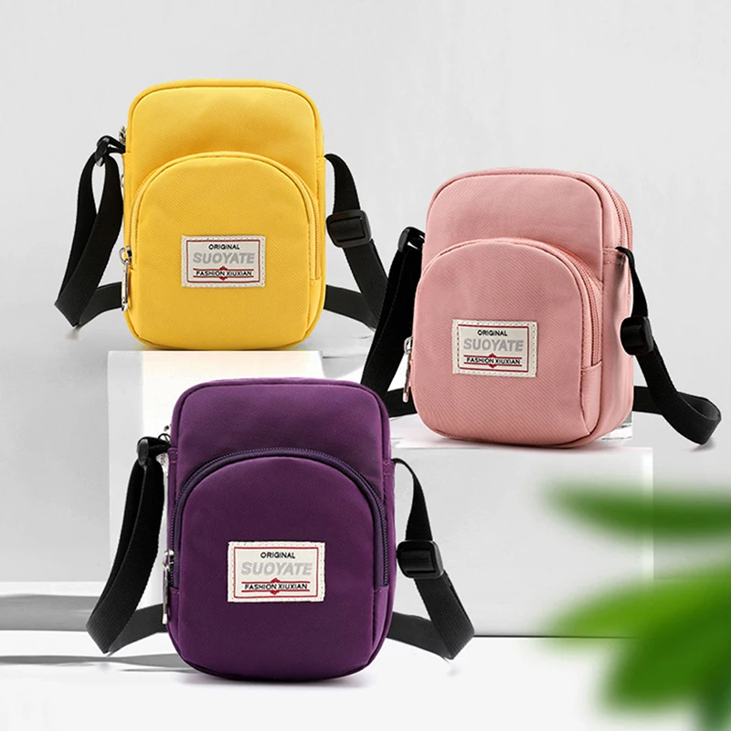 

Women's Messenger Bag Solid Color Lightweight Nylon Waterproof One Shoulder Simple Zipper Crossbody Bag Handbags 2020 New