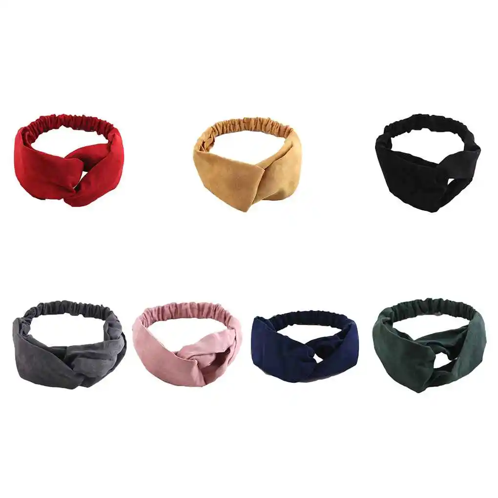 Повязка для волос женская замшевая мягкая однотонная винтажная лента с узлом
