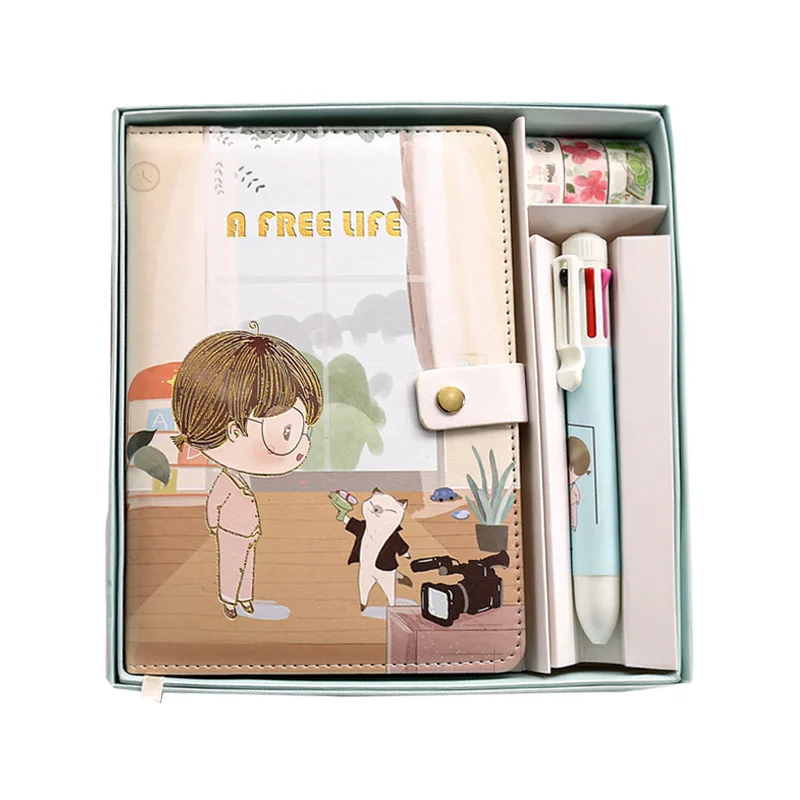 

Cute cartoon creative hand book set notebook student gift box notepad magnetic buckle diary