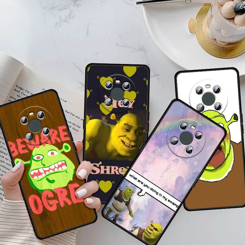 

CartoonCute green monster For Huawei Mate 40 30 10 20 X 5G RS Lite P Smart Pro Plus 2018 2019 2020 2021 Z S Black Phone Case