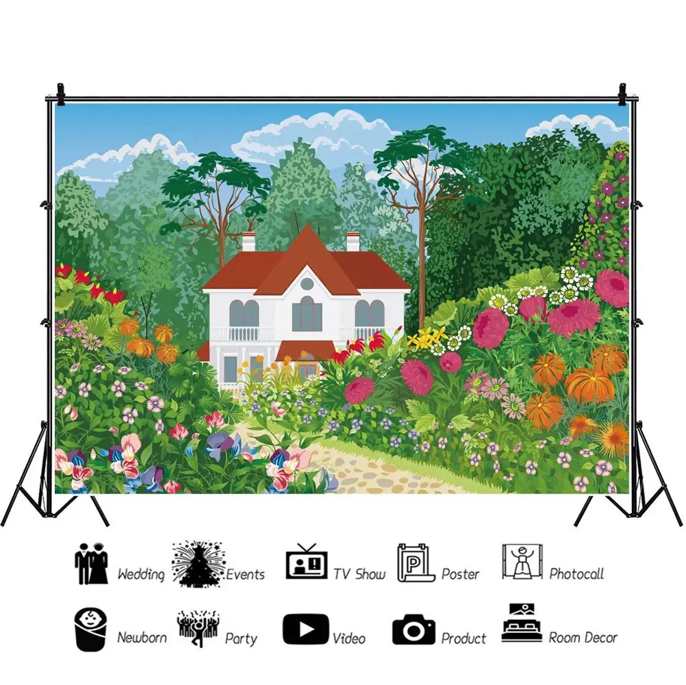 

Фон для фотосъемки детей с изображением весенних цветов леса виллы