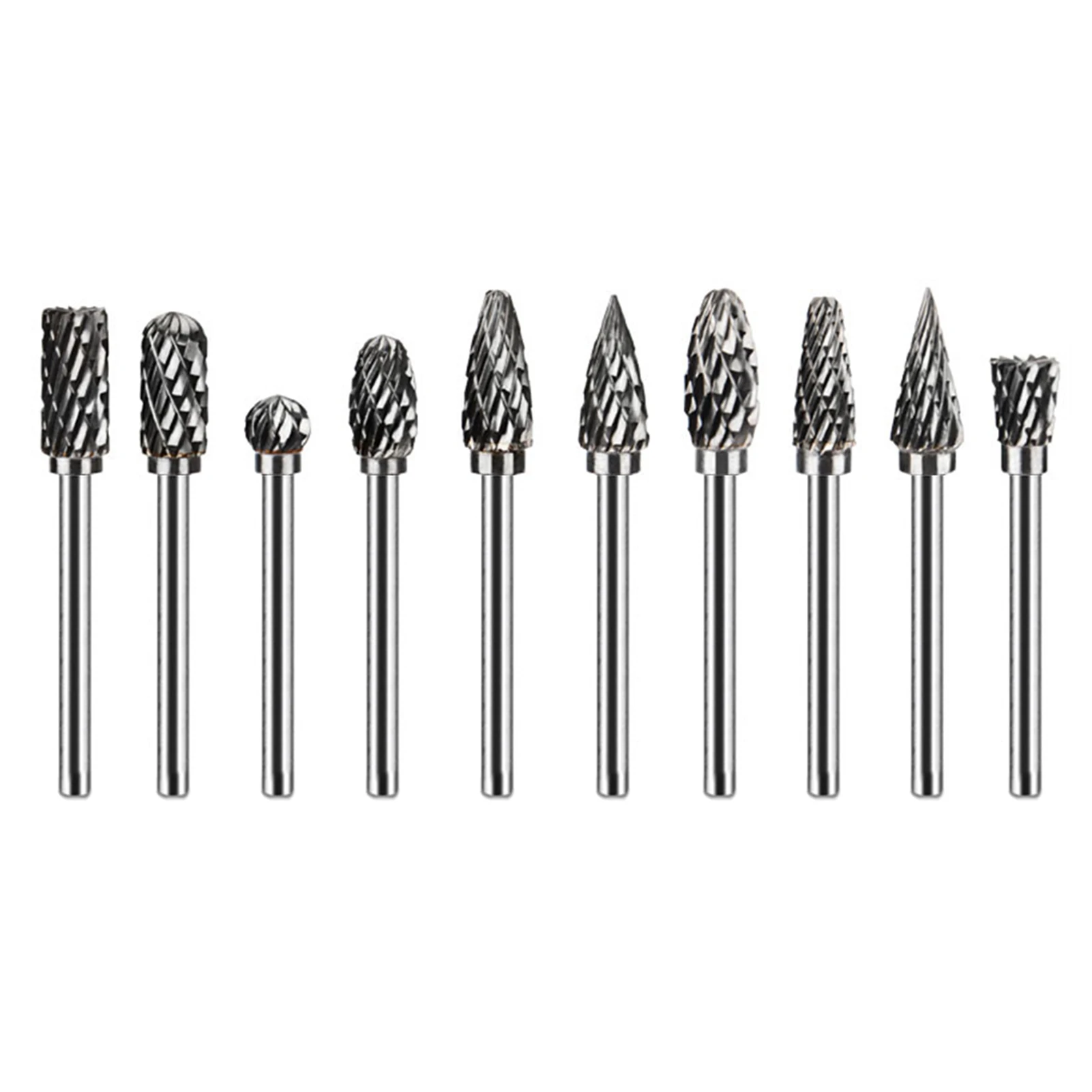 

10pcs Jewelry Engraving Furniture Making Grinding Head Drilling High Efficiency Burr Double Cut Tungsten Steel Stone Carving