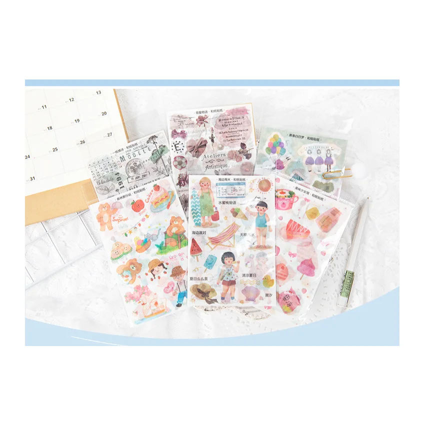 3pcs/lot Romantic store series Decorative Sries Stickers Scrapbooking DIY Diary Album Stick Label Gift for Party | Дом и сад