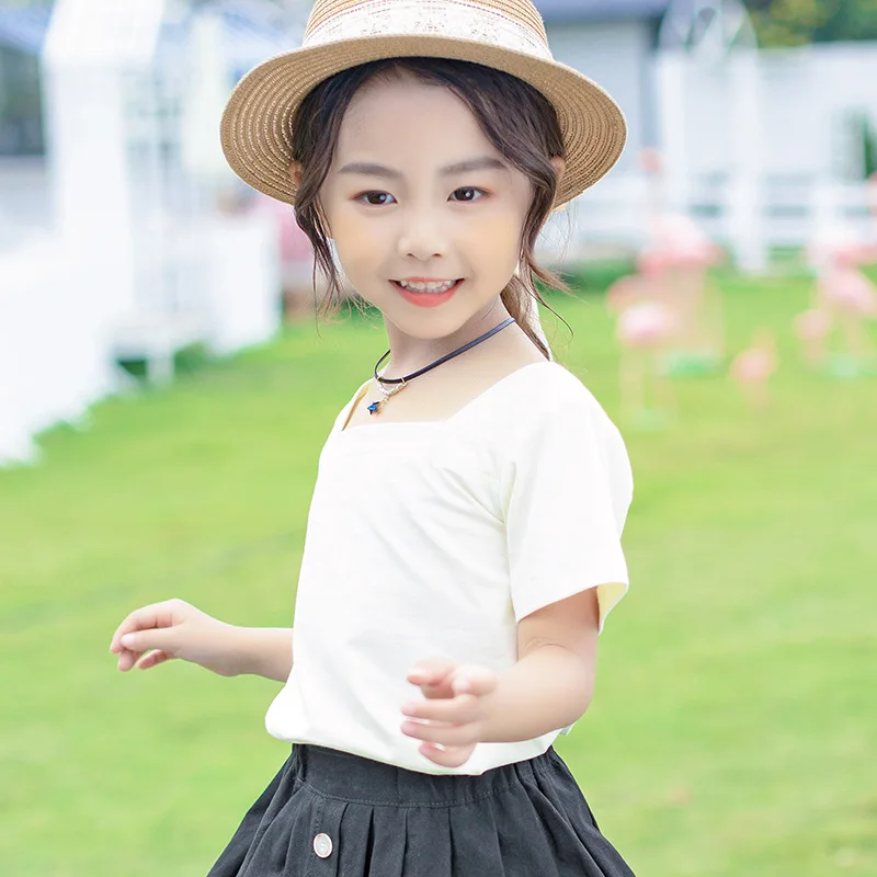 2020 летняя одежда для девочек детские хлопковые винтажные красные топы футболки