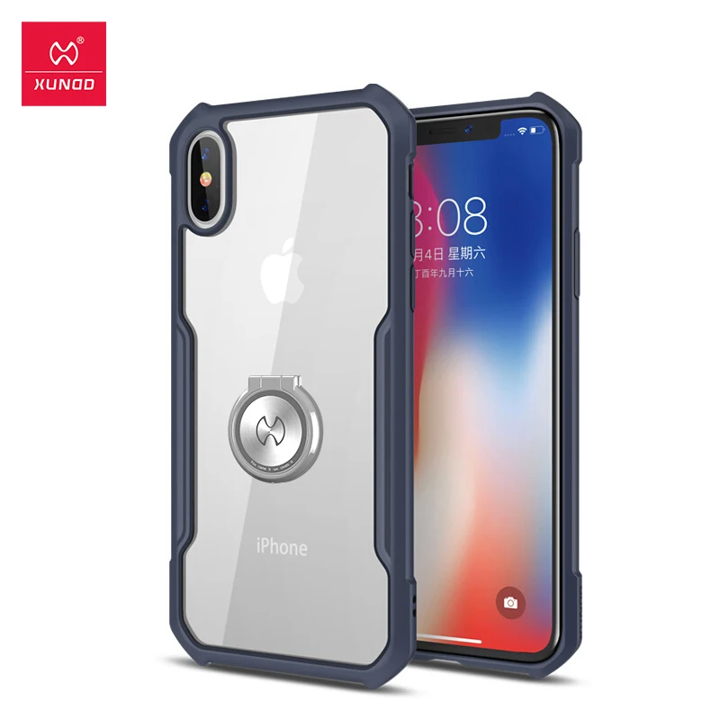 Blue With Ring Для Apple Iphone X XS XR Max чехол Прозрачная мягкая прозрачная защита, подушка безопасности Чехол Подушка безопасности Бампер Дизайн Shookproof бизнес Xundd - Цвет: Blue With Ring