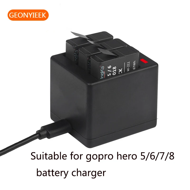 

GEONYIEEK for Gopro Hero5 6 7 8 Sports Camera Battery Charging Fast Charging Compartment Camera Battery Charger LED Indicator