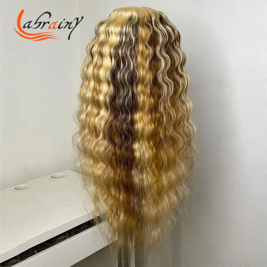 

613 Highlight Honey Blonde HD Transparent Lace Front Human Hair Wigs Ombre Colored Curly Remy Wig Pre Plucked 13x6x1