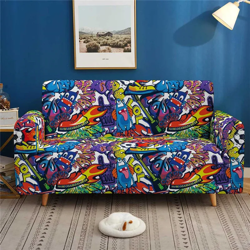 

Football 3D Colorful Sofa Covers Stretch Slipcovers Sectional Elastic Stretch for Living Room Couch Cover L shape 1/2/3/4 Seater