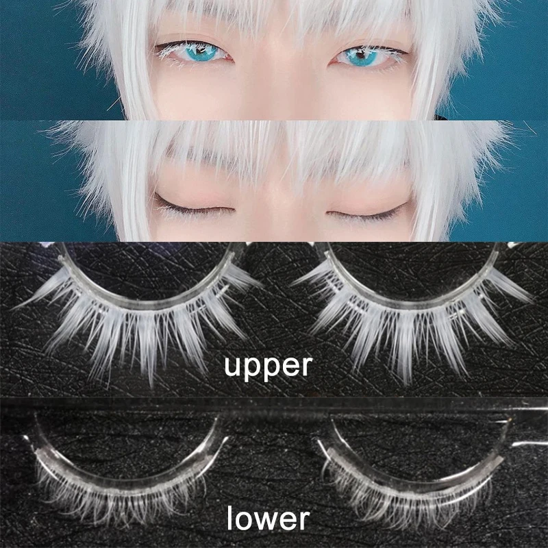 

1Set Fashion White Eyelashes Cosplay Makeup Natural Long Eyelashes Extension Cross Strip False Eye Lashes Beauty Makeup Tools