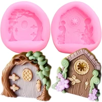fairy garden doors silicone mold diy baby party cupcake topper fondant cake decorating tools candy clay chocolate gumpaste mould