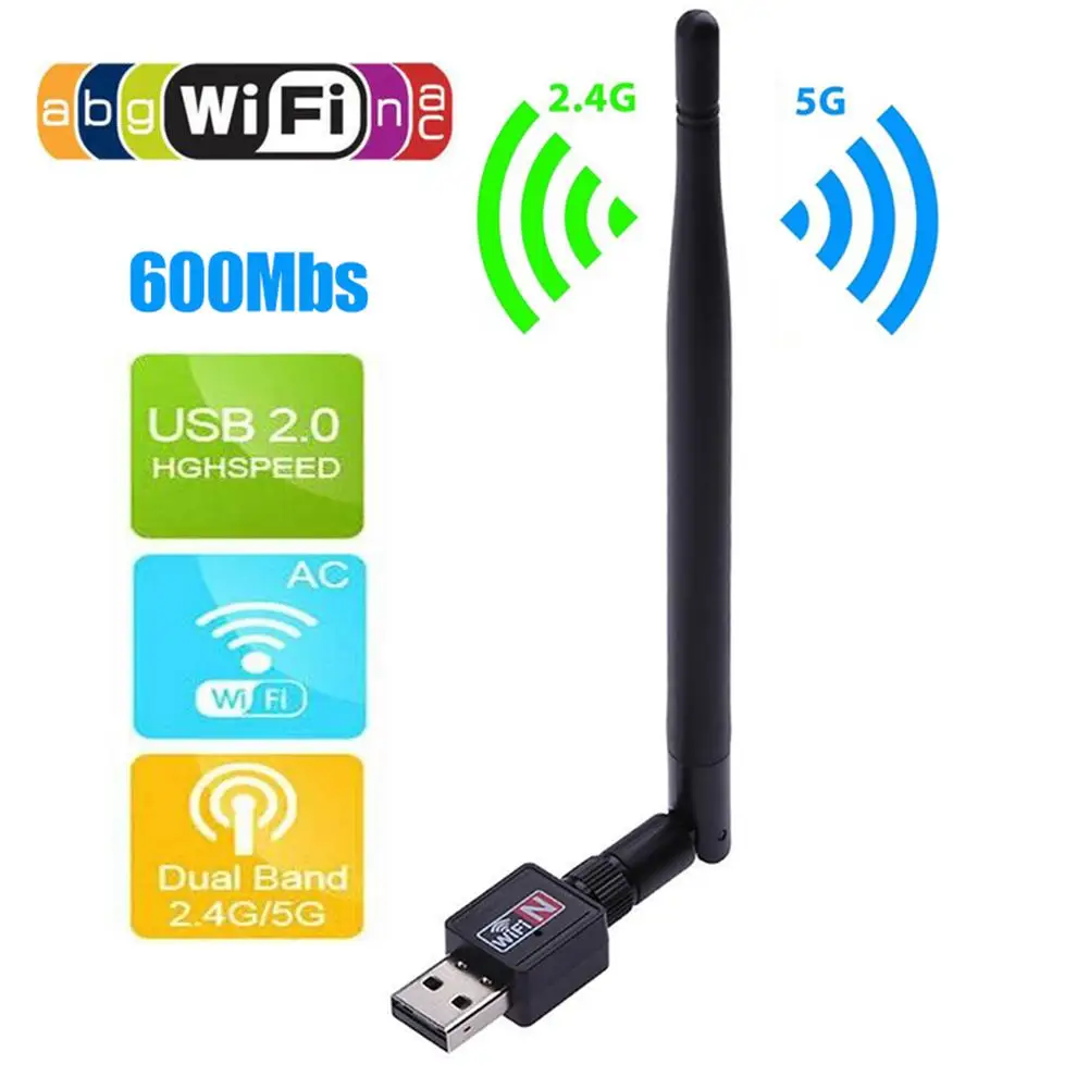 Бесплатный драйвер USB Wifi адаптер 600 Мбит/с Wi fi 5 ГГц антенна Ethernet ПК Wi-fi Lan ключ AC