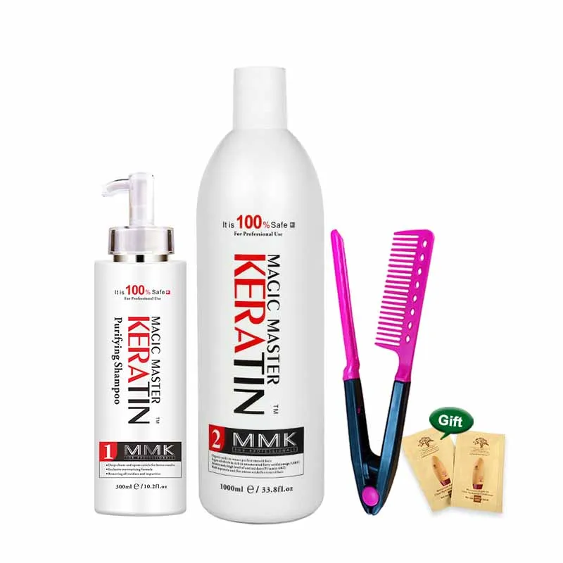 

Magical Treatment 1000ml WITHOUT Formalin Magic Master Keratin +300ml Purifying Shampoo Straighten Frizzy Hair Free Red Comb
