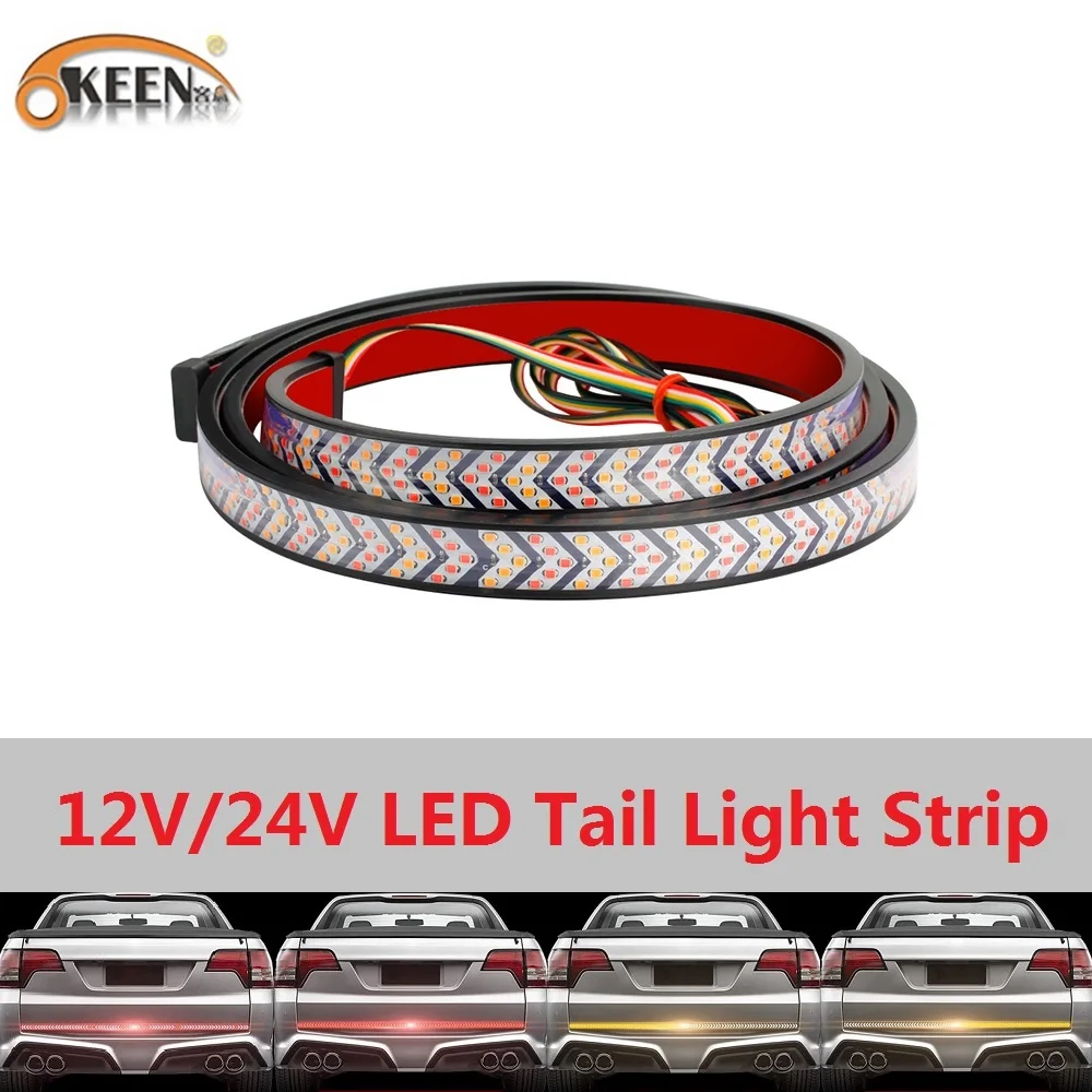 

OKEEN Red Yellow Multi Function Truck Tailgate Light Bar 12V 24V LED Flexible Strip Running Turn Signal Brake Reverse Tail Light