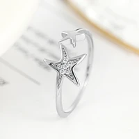 rings for women specially designed for women double star open wedding ring fashion simple silver plated cubic zirconia ring