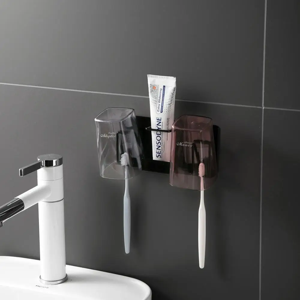 

Wrought Iron Toothbrush Rack Bathroom Free Punch Wall-Mounted Toothpaste Toothbrush Holder Shelf