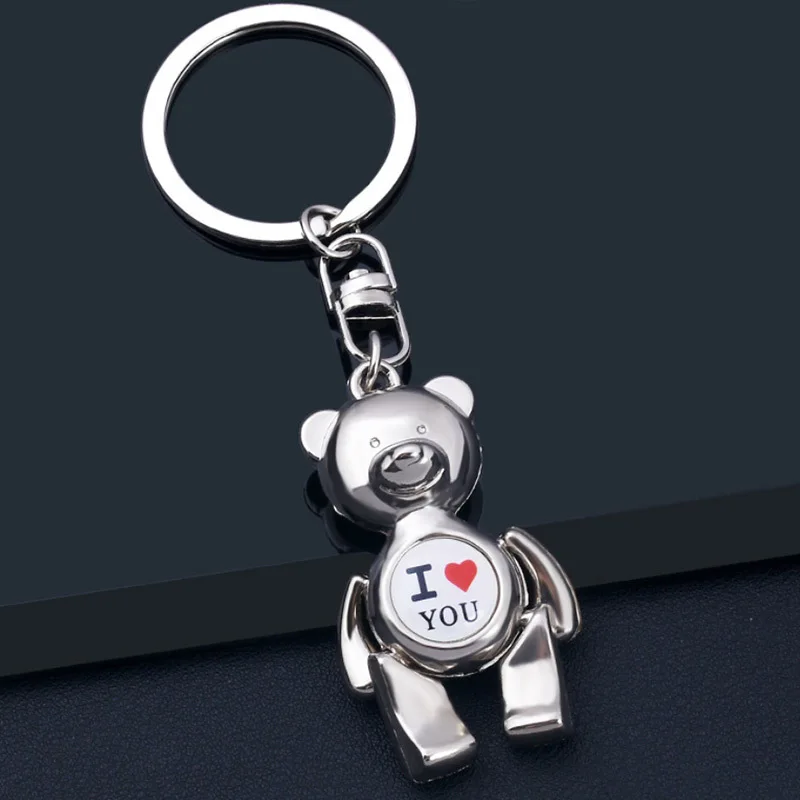 

Fashion Cute Metal Teddy Bear Keychains for Women Men Alloy Bag Pendant Charm Car Key Chains Ring Holder Couple Trinkets Gifts