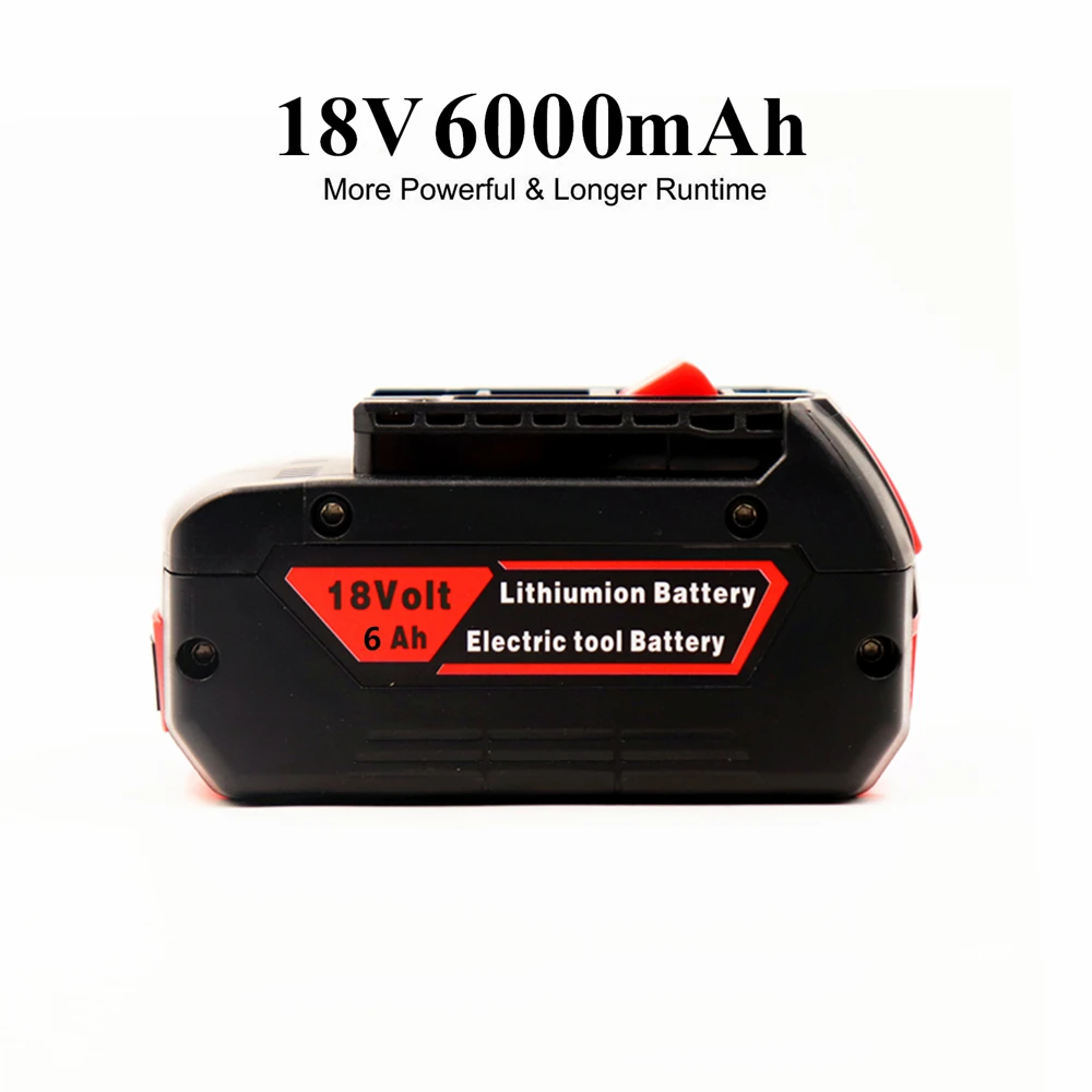 

Aleaivy 6.0A Rechargeable Li-Ion Battery For Bosch 18V Power Tool Backup 6000mah Portable Replacement BAT609 Indicator Light