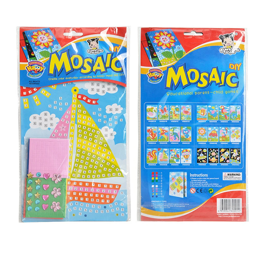 

Handmade 3D Children Mosaic DIY Crystal Stickers Art EVA Foam Cartoon Animal Flower Dinosaur Creative Educational Toys For Kids