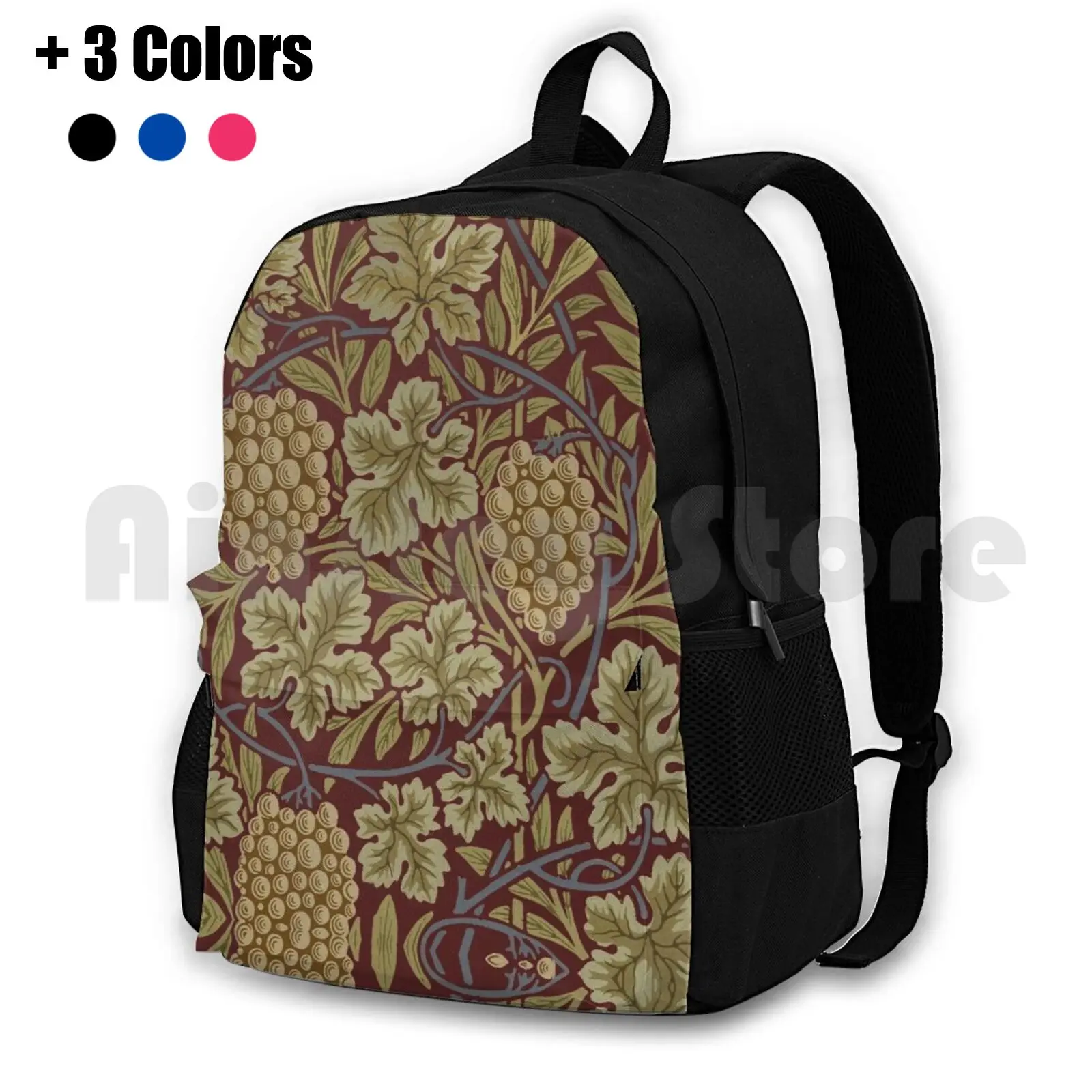 

William Morris Vintage Grape Wallpaper Pattern Outdoor Hiking Backpack Riding Climbing Sports Bag William Morris Morris Vintage