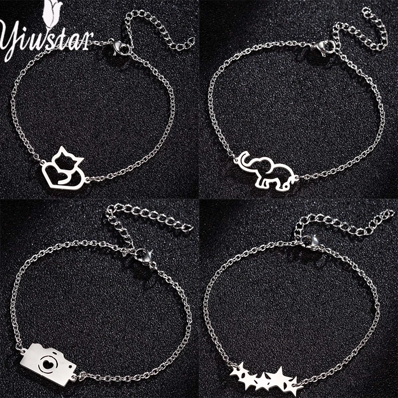 Yiustar браслет из нержавеющей стали с милым сердцем и кошкой стальные цветные