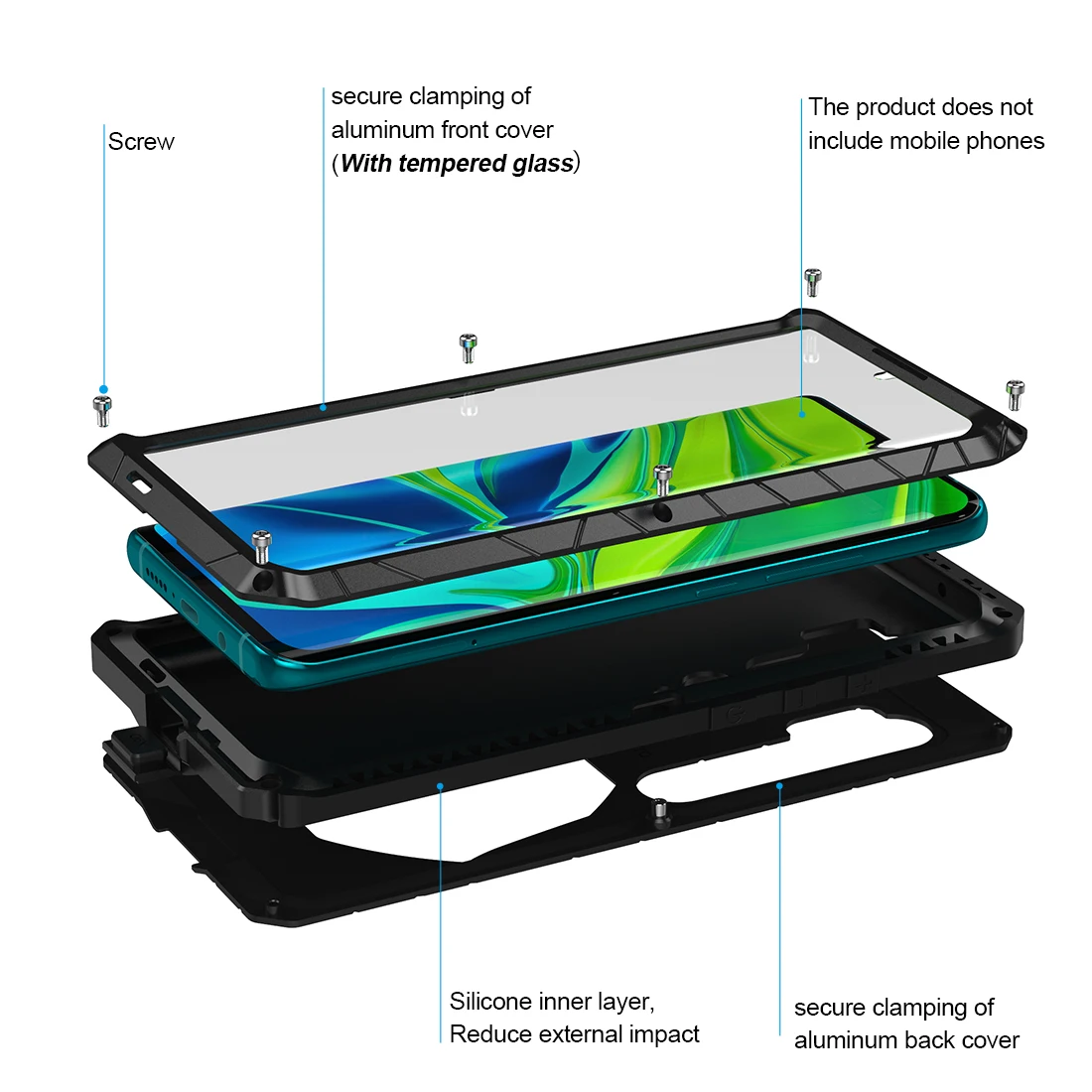 for xiaomi mi note 10 10 pro phone case hard aluminum metal tempered glass screen protector heavy duty cover for xiaomi note 10 free global shipping