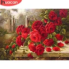 HUACAN Раскраска по номерам розы цветы наборы Ручная роспись картина рисунок на холсте для взрослых DIY рамка домашний декор 50x65cm