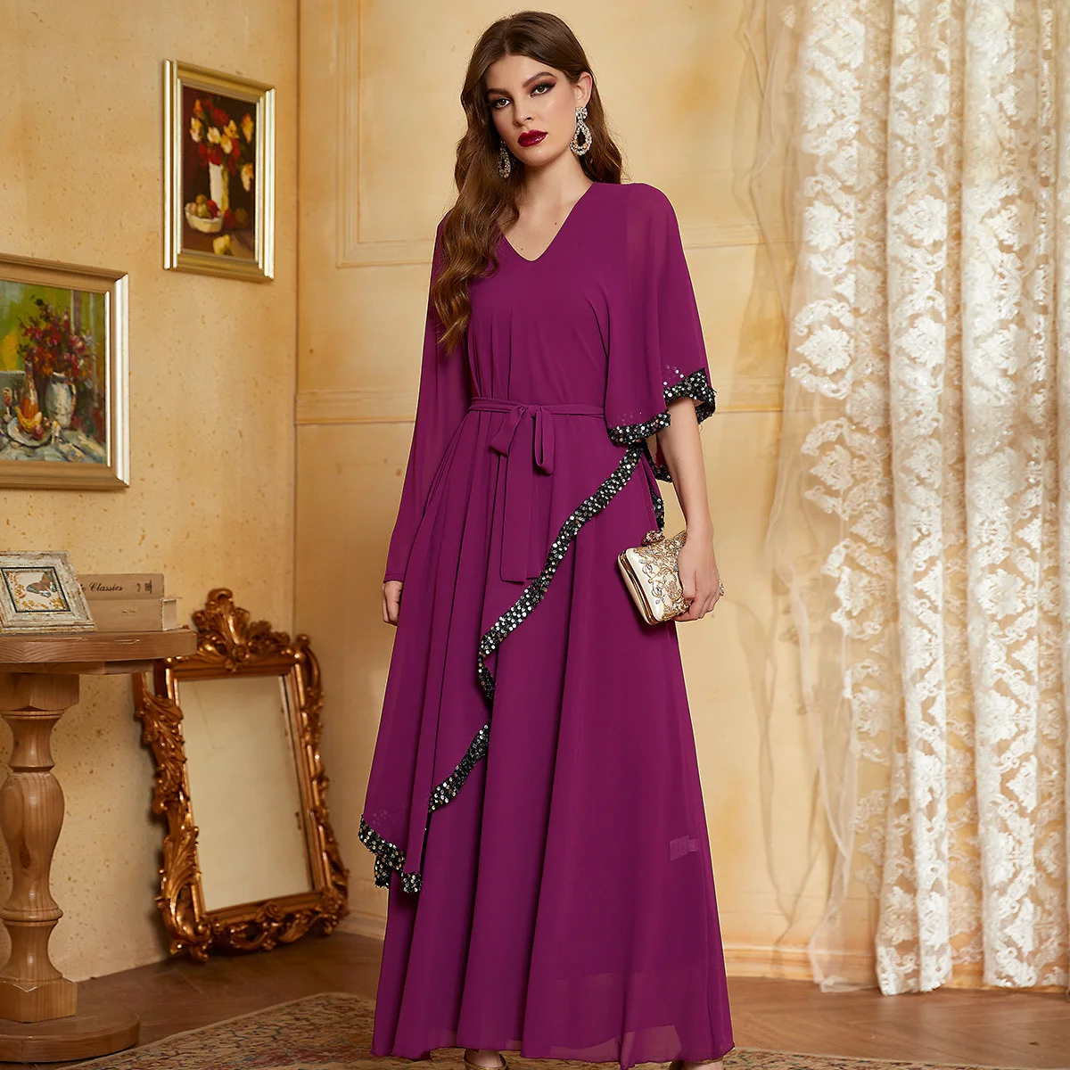 Chiffon Muslim Fashion Maxi Dress Abaya Dubai 2022 Turkey Arabic Islam African Dresses for Women Kaftan Robe Satin Longue Femme