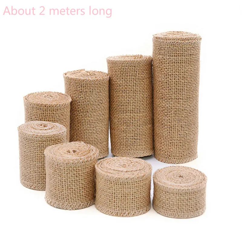 

Натуральная джутовая ткань, 2 м, фотолента из пеньковой ткани, Рождественское украшение для домашнего шитья «сделай сам», 2,5 см-30 см