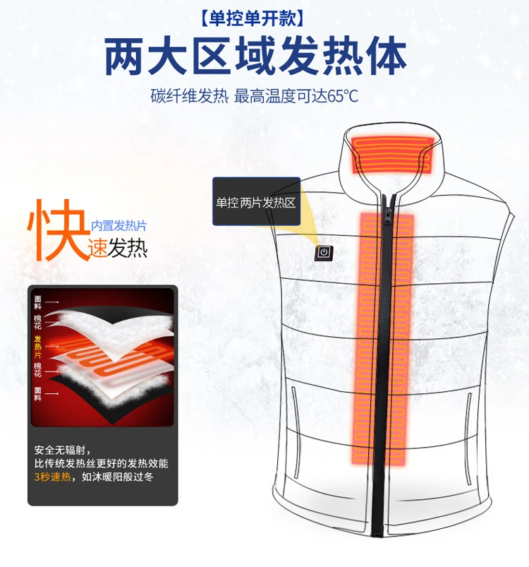 Теплый жилет USB умный с одним контролем хлопковое пальто стоячий воротник