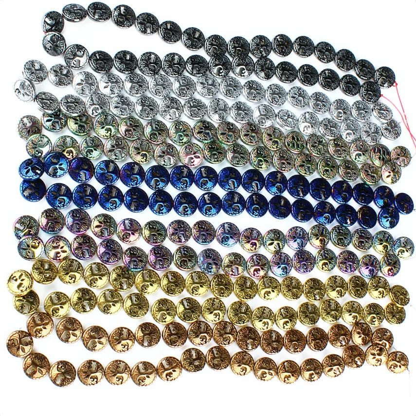 

Резные бусины из гематита и натурального камня, гальваническое покрытие, изготовление ювелирных изделий «сделай сам», ожерелье, браслет, се...