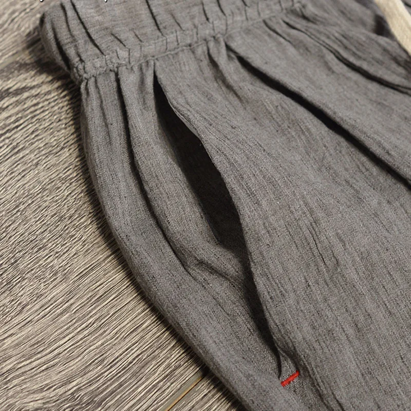 

Men linen thin 2020 new spring and autumn Chinese style bloomers pants male loose casual beam trousers black gray