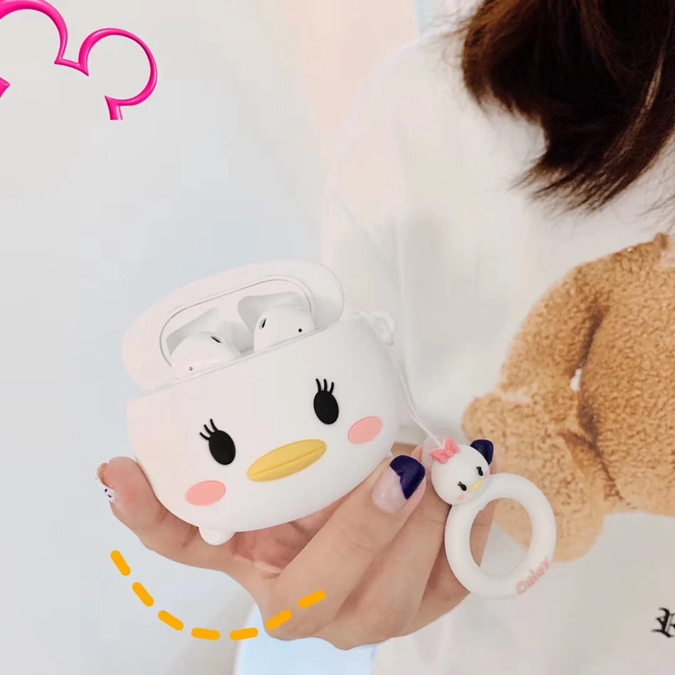 Daisy For AirPods 1/2 Case Cute Cartoon Squirrel Earphone Cases For Apple Airpods 2 Kawaii Soft Protect Cover with Finger Ring Strap - Цвет: Daisy