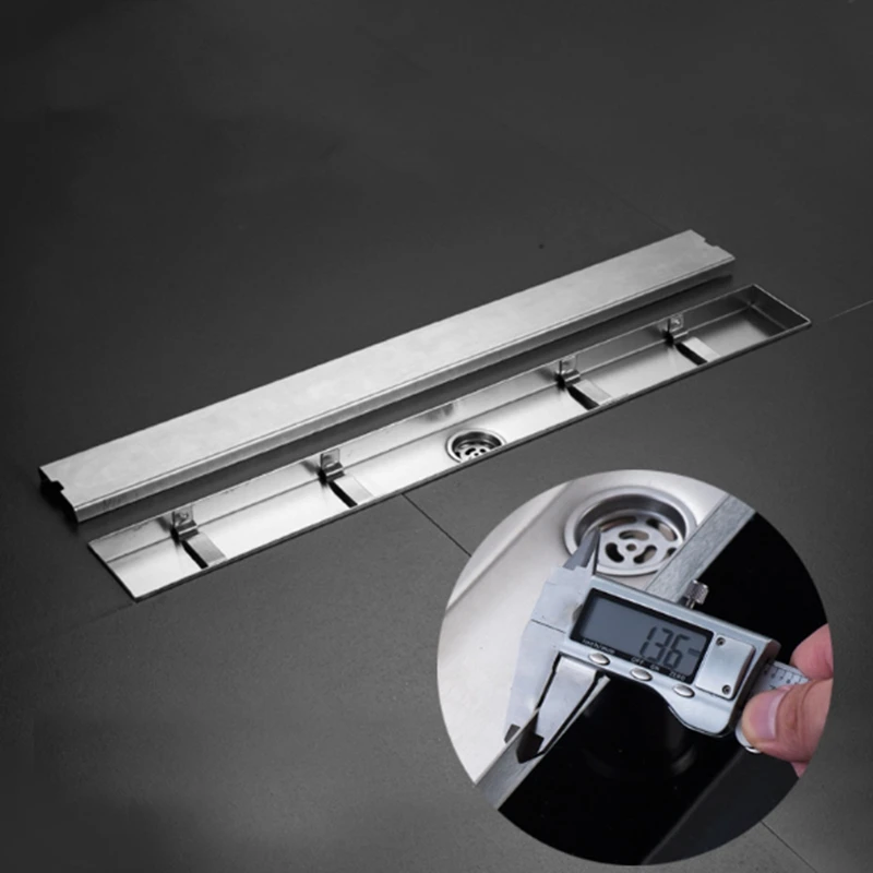 Linear Channel Floor Drain Gate Stainless Steel Deodorization Type Shower Bathroom Cover Invisible Large Displacement Floo | Обустройство