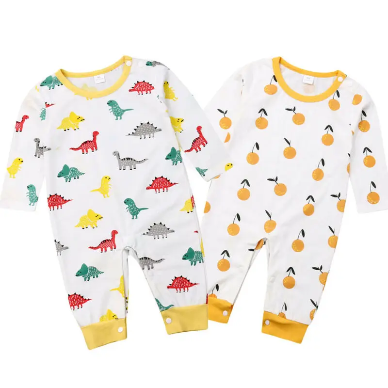 

Newborn Baby Boy Girl Cotton Autumn Long Sleeve Sleeve Dinosaur Print Romper Jumpsuit New