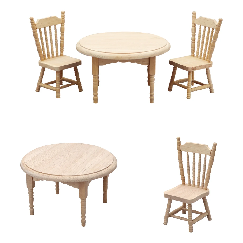 

1:12 Scale Wooden Dining Table Chair Simulation Model Pretend Play Life Scene