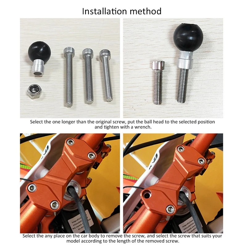 

Motorcycle Mobile Phone Bracket Head Screw Bolt Fixed Recorder Fixed Ball Head Accessories M8 Screw Fixed