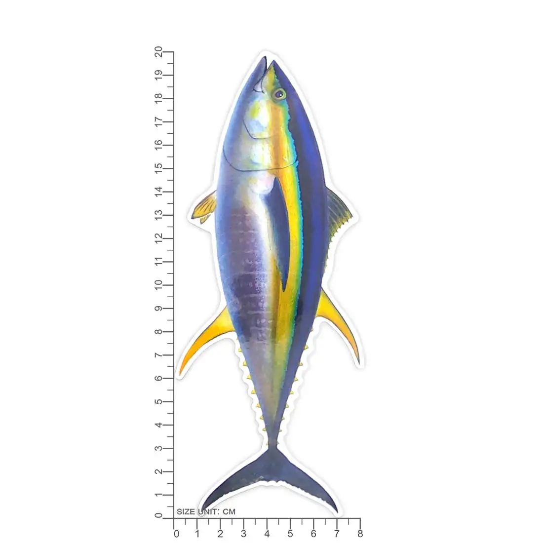 

20cm Big Size Fish Yellowfin Tuna PVC Waterproof Stickers for Fisherman DIY Laptop Luggage Skateboard Pad Bucket Box Car Sticker