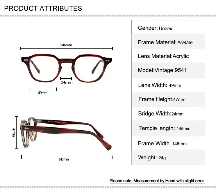 

Handmade Acetate Glasses Frame Vintage Men Full Rim Myopia Eyewear High Quality Clear Lens Goggle Retro Optical Eyeglasses Women