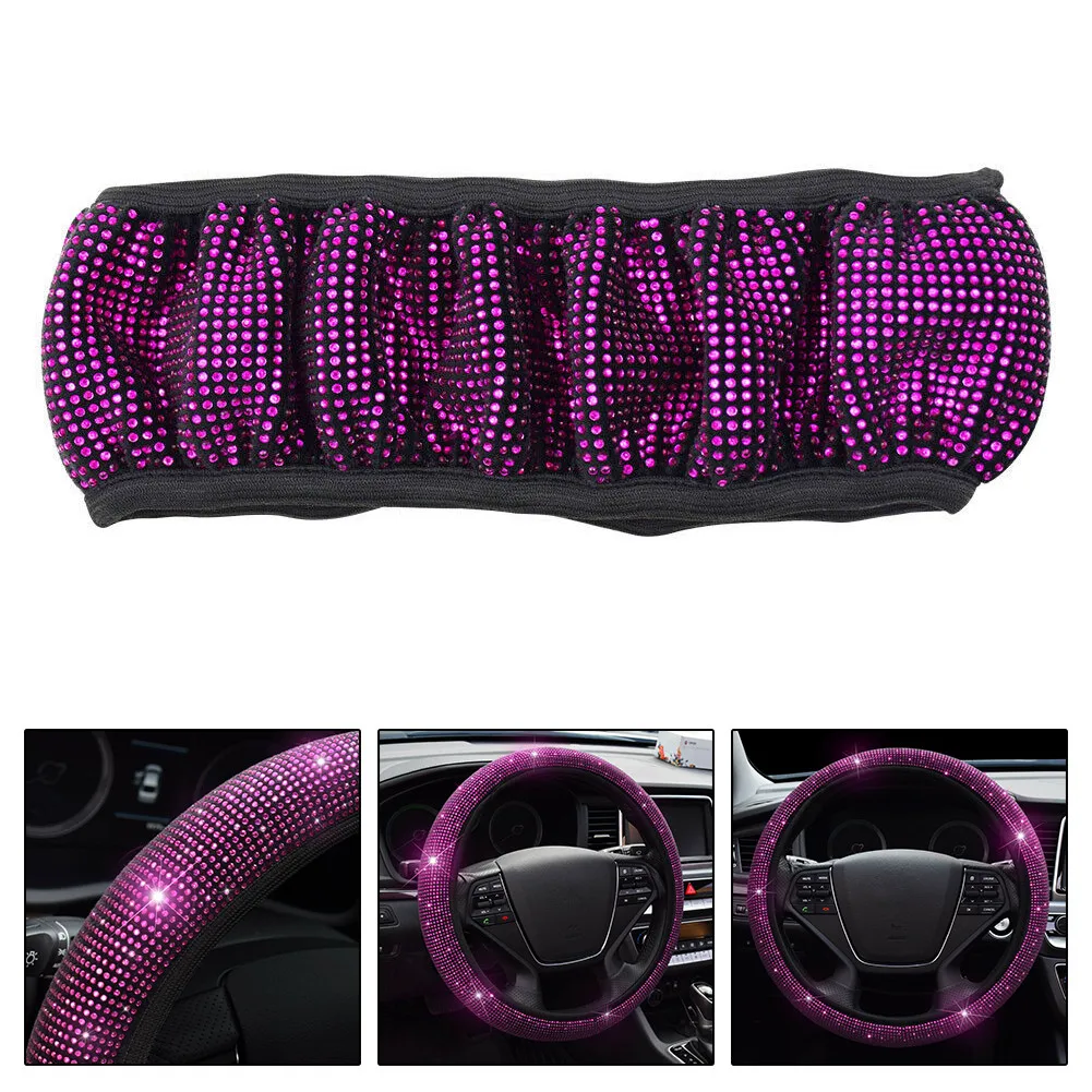 

Universal Steering Wheel Cover Decorative Diamond Pink Shining /37-38cm