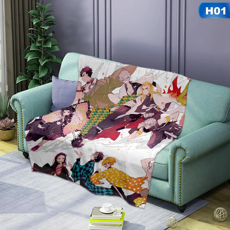 

Demon Slayer Kimetsu No Yaiba Kamado Tanjirou Nezuko Double Plush Flannel Blanket Bedding Devil's Blade Anime Home Textile