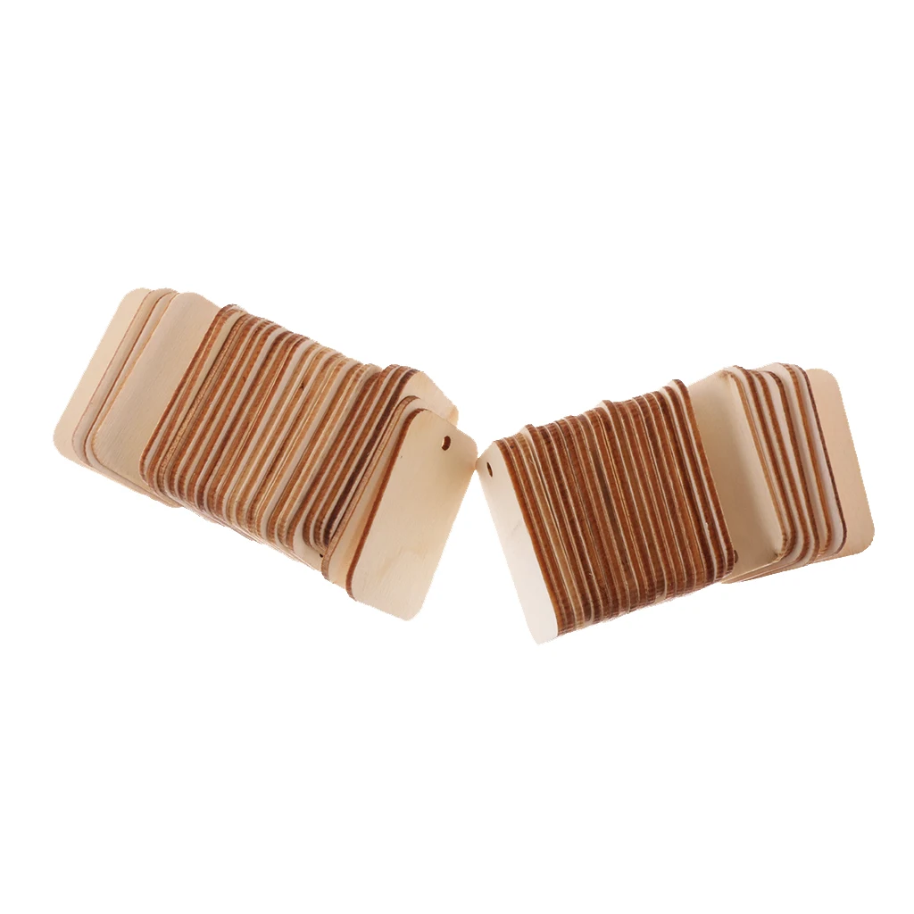 

50Pcs Natural Blank Wood Rustic Gift Tags Hanging Labels Wish Tree Pendant Gift Tags Label for Wedding Favor 52x34mm