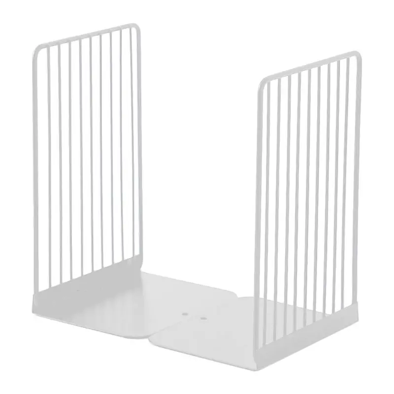 

1 Pair Bookends Book Stand Support Simple Iron Desktop Non Slip Rack Shelf Holder Office Magazine Organizer